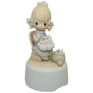 Vintage Precious Moments E-7182 Mother Sew Dear 1981 Music Box Light Up My Life